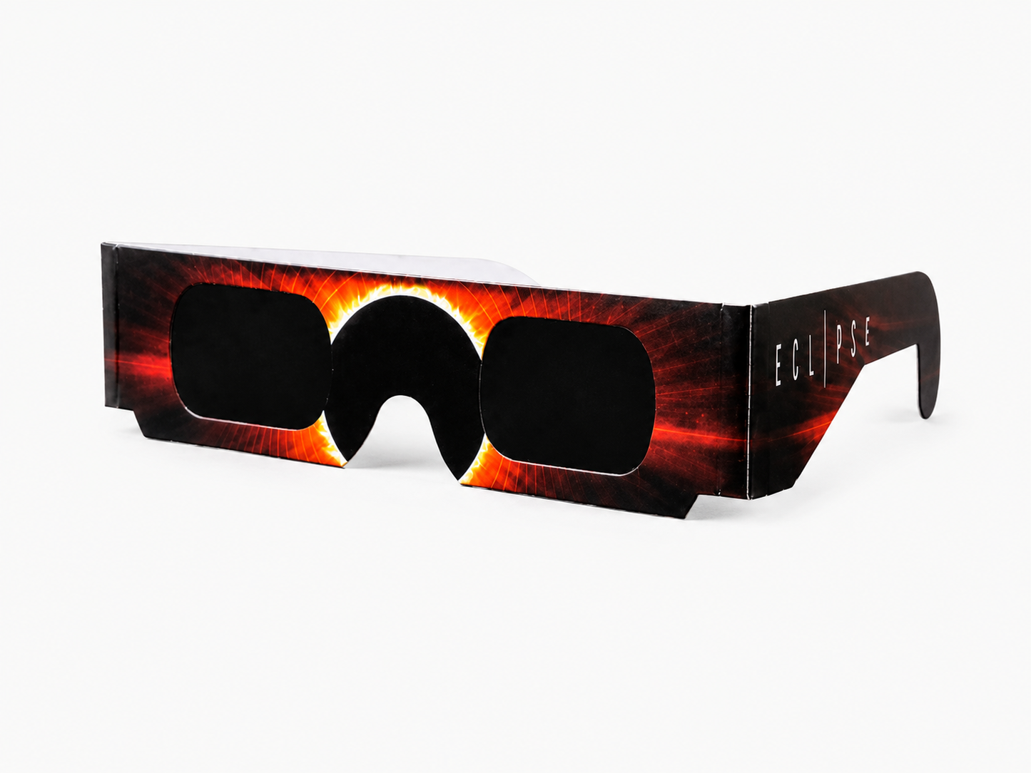 Lunettes d'éclipse solaire Eklipsee modèle Rouge Solaire, monture carton certifiée EN ISO 12312-2