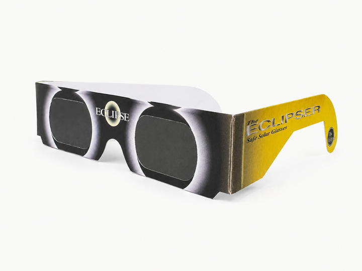 Lunettes d'éclipse solaire Eklipsee, modèle The Eclipser doré, certifiées EN ISO 12312-2 et marquées CE