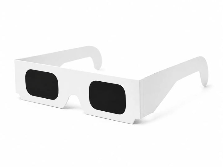 Lunettes d'éclipse solaire Eklipsee, modèle Blanc Pur, certifiées EN ISO 12312-2 et marquées CE