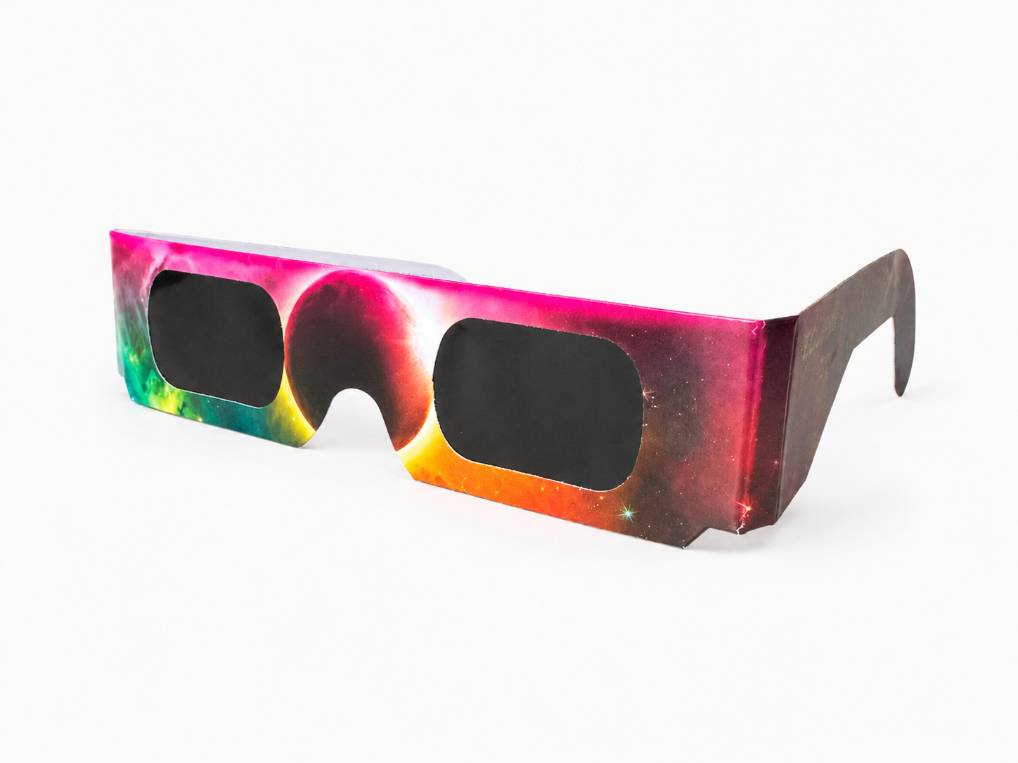 Lunettes d'éclipse solaire Eklipsee modèle Nébuleuse Arc-en-ciel, monture carton certifiée EN ISO 12312-2